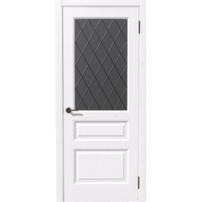 Дверь межкомнатная Дубрава Сибирь Симфония ПИАНО 2 Ясень белый, стекло графит